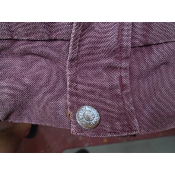 VTG 90s Canvas Santa Fe Quilt Lined Jacket Mens Plum XXL Corduroy Collar Work - Picture 9 of 16